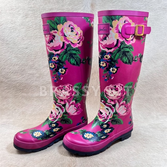 Joules Floral Welly Rain Boots - Picture 2 of 6